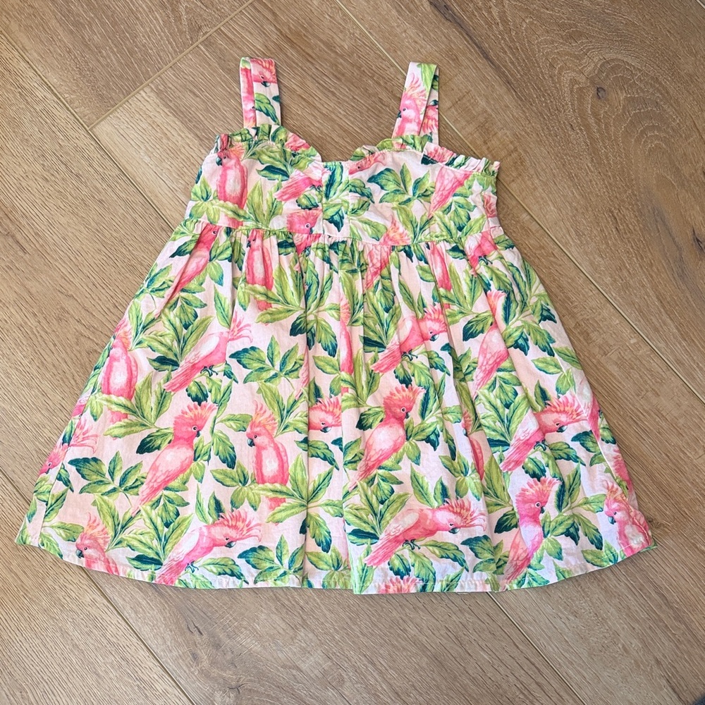 Janie and Jack Tropical Floral Dress in Pink and Green